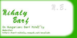 mihaly barf business card